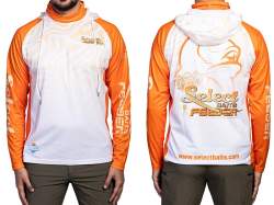 Hanorac Select Baits Feeder Long Sleeve Hoodie UPF 50+ White and Orange