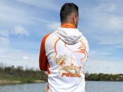 Hanorac Select Baits Feeder Long Sleeve Hoodie UPF 50+ White and Orange