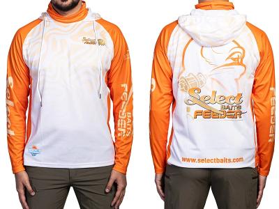 Hanorac Select Baits Feeder Long Sleeve Hoodie UPF 50+ White and Orange